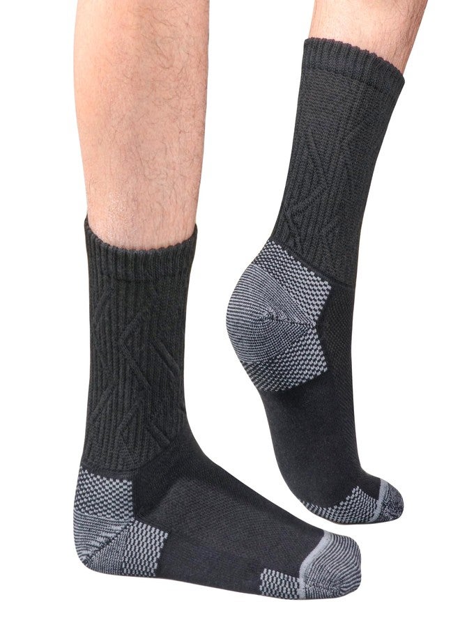 YUEDGE Men's Black Viscose Bamboo Diabetic Socks Wide Top Non Binding Neuropathy Socks For Men And Women Size 9-11, 5 Pairs - Image 2